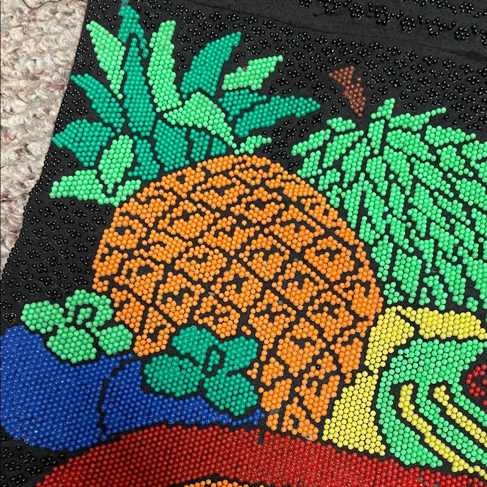 Vintage fully beaded Colorful Fruit Pattern Tote Bag- adorable - Picture 2 of 13